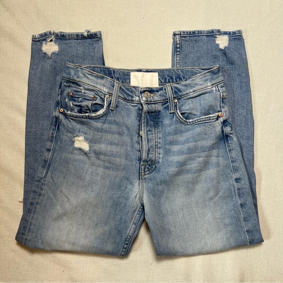MOTHER Superior The Tomcat The Confession Distressed Straight Leg Jeans 28 - Picture 6 of 16